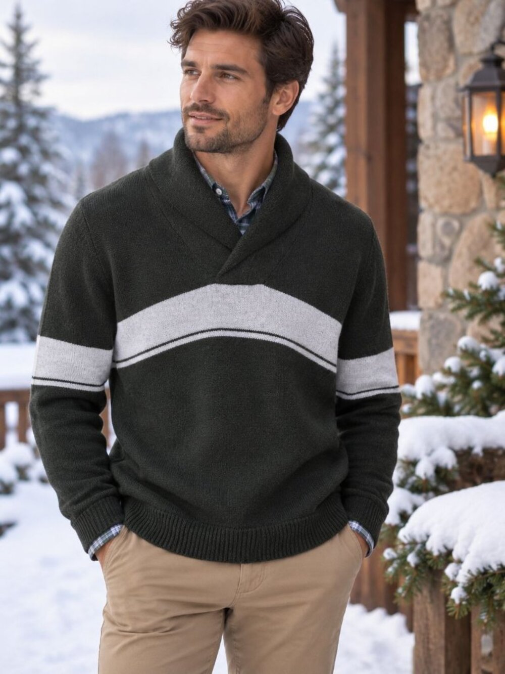 American Rag High collar Sweater Men's Large Preppy Academia Cotton New w/ Tags